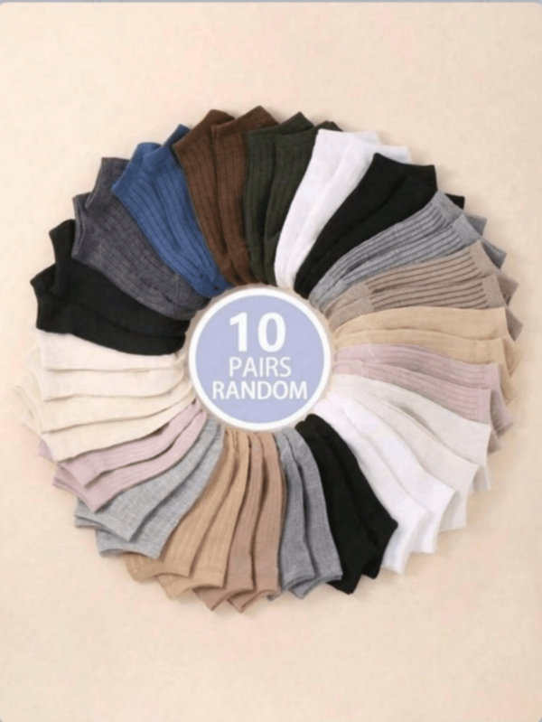 1/10 双装 女士混色条纹短袜