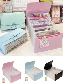 A6 12-Page Vertical Loose-Leaf Binder, Exam Paper Organizer With Multi-Layer File Folders And Expandable Pockets, Back To School Stationery - A6 - View 1