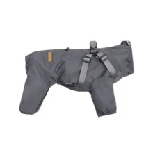 一件时尚轻便防风防水宠物外套，适合泰迪犬、马尔济斯犬和其他宠物穿着 - 灰色 - 查看 8