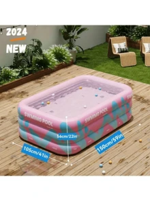 1pc Large PVC Inflatable Swimming Pool, Double-Layer Sealed Air Valve, Bottom Drainage Device, No Electricity Needed, Suitable For Garden Water Party - One Size Fits All - View 9
