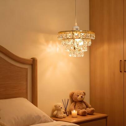 DIY Manual Assembly Crystal Chandelier - Modern Layered Lampshade With Crystal Layers, Tower Shade Compatible For, Assembly (Crystal Parts)