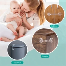2/4/6/8/10/12pcs Transparent Child Safety Locks - Adjustable Drawer Cabinet Door Fridge Locks, No Drilling Required, Anti-Theft Design, Multi-Angle Flexible, 145mm Length, Plastic Material, Non-Destructive Installation, Furniture Protection, Modern Safety Locks - Clear - View 9