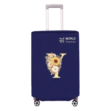 1pc Non-Stretch Non-Woven Fabric Luggage Protective Cover Suitable For 20-30 Inch Trolley Case, Anti-Scratch Luggage Protector, Travel Accessory With Sunflower & Letter Pattern, Back To School Essential - Blue - View 103