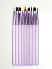 专业美甲画笔，勾线细节绘图渐变彩绘笔，适用于美甲沙龙和DIY，UV凝胶亚克力美甲设计套装（1支或9支装） - 彩色 - 查看 7