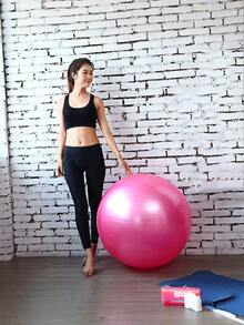 1pc Thick Anti-Burst Yoga Ball - Pilates Fitness Ball For Balance And Sensory Training, Gym Exercise Equipment (Random Hole Style) - Multicolor - View 20