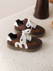 1 Pair Toddler Boys/Girls Non-Slip Soft Bottom Walking Shoes, Kids Sports Sneakers - Brown - View 5