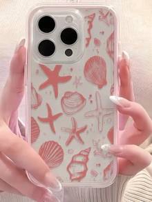 1个可爱粉色贝壳设计简约全包覆式TPU防震手机壳，兼容 17、16、15、14、13、12、11 Pro Max、Air - 彩色 - 查看 4