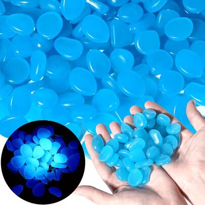 50/200/500/1000颗/袋 夜光鹅卵石，夜光石，适用于花园、庭院、盆栽装饰、走道、草坪、水族箱和鱼缸装饰