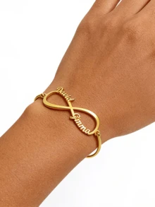 Personalized Stainless Steel Gold Infinity Symbol Name Bracelet, Infinity Name Bracelet, Custom Jewelry Gift, Creative Unique Gift, Holiday Gift, Birthday Gift, Perfect Gift - Unlimited Name Styles - View 8