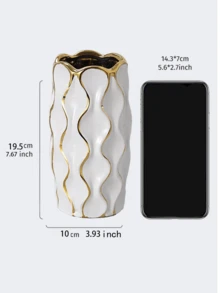 Jarrón ondulado chapado en oro moderno - Decoración elegante para espacios femeninos, crea una esquina estética y cómoda en el hogar - Múltiples estilos - Ver 8