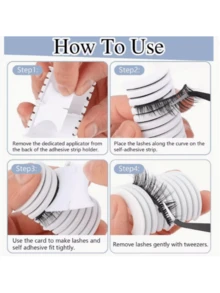 18片自粘式假睫毛条 - 无需胶水即可轻松佩戴，适用于大多数假睫毛，无香型（附赠月牙形假睫毛托架） - 黑色 - 查看 4
