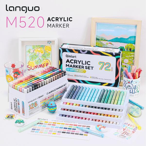 72/126 Colors Acrylic Marker Pen Set By Langguo, Quick Dry & Fade Resistant Colored Markers, Suitable For Painting, Illustration, Crafts, Coloring Books, And Other DIY Projects On Paper, Fabric, Wood, Stone, Plastic, Glass, Ceramic, Pumpkin, Metal, Etc. Great Gift For Easter, Thanksgiving, Halloween, Christmas
