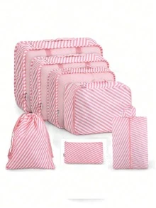 7pcs/Set Travel Packing Cubes, Large Capacity Zipper Organizer Bags, Hand-Held Travel Tote, Storage Bags, Mesh Bags, Cosmetic Pouch, Shoe Bag, Bottle Cover, Drawstring Bags, Regular Pouches, Luggage Bag, Underwear Organizer, Hospital Bag, Shirt, Underwear, Clothes, Cosmetics, Toiletries, Toothbrush And Toothpaste Waterproof Toiletry Kit,Boho Vibes Back To School Supplies - 多色-1 - 查看 2