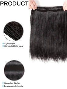 #1B 12A Human Hair Bundles 14-32 Inch Straight Human Hair Unprocessed Hair Weave Natural Black - Natural Black - View 2