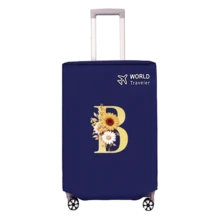 1pc Non-Stretch Non-Woven Fabric Luggage Protective Cover Suitable For 20-30 Inch Trolley Case, Anti-Scratch Luggage Protector, Travel Accessory With Sunflower & Letter Pattern, Back To School Essential - Blue - View 99