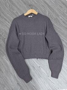 SJD MODA LADY Striped Sweater Knit Modal Off Shoulder Super Autumn Winter Korean Style Best Fabric - Grey - View 1