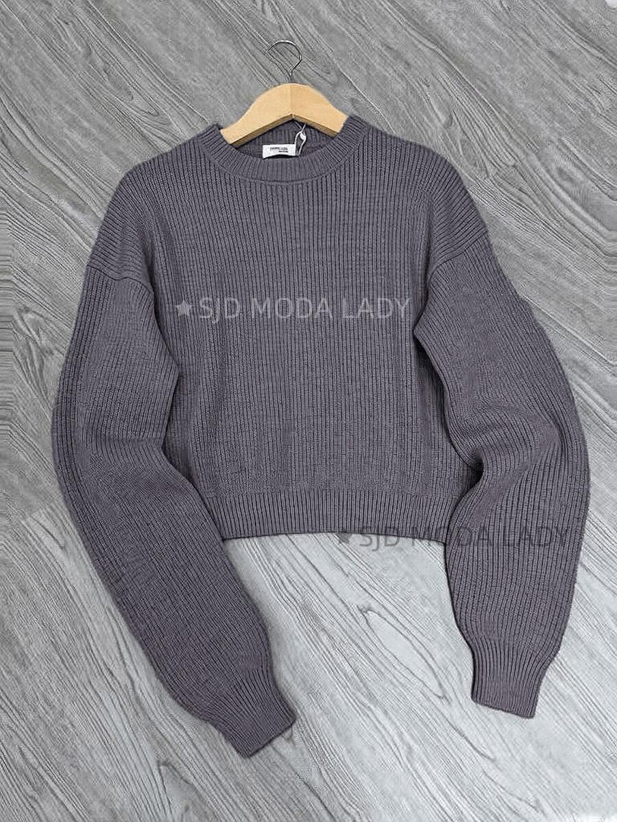 SJD MODA LADY Striped Sweater Knit Modal Off Shoulder Super Autumn Winter Korean Style Best Fabric - Grey - View 1