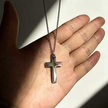 Men's Fashion Minimalist Cross Pendant Necklace, Perfect Gift For Boyfriend, Durable Stainless Steel Chain, Stylish Statement Gift - Cross Necklace - View 2