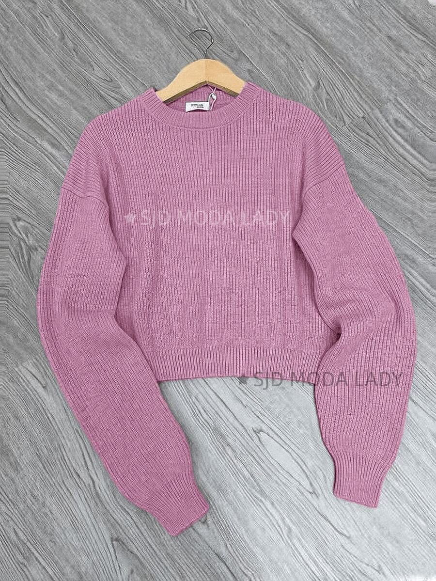 SJD MODA LADY Striped Sweater Knit Modal Off Shoulder Super Autumn Winter Korean Style Best Fabric - 淺粉色 - 查看 1