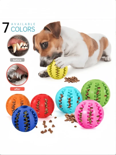 1/2pcs Anti-Bite Dog Treat Ball Dispenser - Interactive Feeding Toy To Relieve Boredom, Suitable For Puppy Teething And Brain Training, Ideal For Dog Lovers, Small Breed Rubber Ball Chew Toy, Pet Food Feeding Silicone Ball Toy For Dental Cleaning