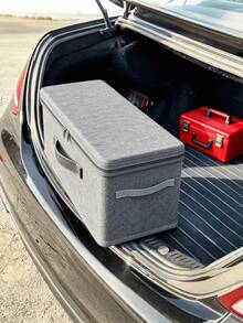Kotak Organizer Bagasi Mobil Lipat Kapasitas Besar dengan Tutup dan Pegangan, Tahan Air, Cocok untuk SUV dan Sedan. Keranjang Penyimpanan/Organisasi Pakaian dan Perlengkapan Tidur. - A - View 3