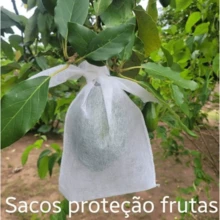 100 Peças Sacos de Produção de Cor Sólida de Alta Densidade com Cordão, Sacos de Produção Reutilizáveis de Tela, Sacos de Frutas, Sacos de Presente para Uvas, Maçãs, Pomelos, Plantas, Flores, Vegetais, Árvores - Ideal para Cobertura de Pragas de Jardinagem, Rede de Jardim, Fechamento com Cordão, Sacos de Frutas (29X19CM) - 100 unidades - Visão 2