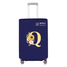 1pc Non-Stretch Non-Woven Fabric Luggage Protective Cover Suitable For 20-30 Inch Trolley Case, Anti-Scratch Luggage Protector, Travel Accessory With Sunflower & Letter Pattern, Back To School Essential - Blue - View 38