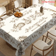 1/20 chiếc khăn trải bàn Phục Sinh họa tiết hoa thỏ cổ điển, thích hợp trang trí nhà bếp, phòng ăn, tiệc tùng, gia đình, hình chữ nhật, khăn trải bàn trà, cà phê, dùng được quanh năm, chủ đề Phục Sinh. - Nhiều màu - Xem 11