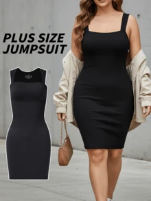 1 chiếc đầm ôm sát dệt kim gân màu đen dành cho nữ, đồ thể thao không đường may giúp kiểm soát vòng bụng, kiểu dáng thanh lịch tôn dáng. - màu đen - Xem 2