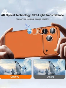 Luxury Lens Tempered Glass 3pcs Shatterproof Fingerprint-Proof Scratch-Resistant Lens Tempered Glass Screen Protector Compatible With Iphone 17/17 Pro/17 Pro Max/17 Air/16 Pro/16 Pro Max Premium Tempered Glass With Transparent Acrylic Frame Design Spring Gift - Clear - View 4