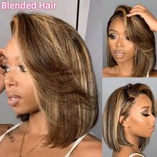 优雅卷曲波浪蕾丝前假发,高温丝材质,蕾丝面积可选13*4、4*4、5x5、13x6英寸,无需胶水,合成蕾丝前假发 - S4/27 - 查看 26