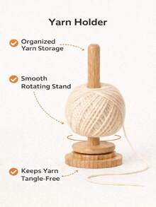 1pc Wooden Yarn Holder, Desktop Yarn Spool Storage Rack, Minimalist Style Yarn Spool Holder, Weaving Accessory Set, Classic Wooden Yarn Rack With Rotating Mechanism, Suitable For DIY Knitting, Embroidery, Crocheting And Handicrafts - A - View 3