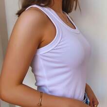 Set Of 3 Women's Tank Tops, Basic Ribbed Plain Blouses, Comfortable, Sizes M To XL - 白咖啡和黑咖啡 - 查看 4