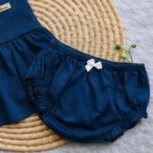Baby Girl Romper Set With Skirt And Diaper Cover, Themed Monthiversary, Sunbathing Outing - Màu xanh hải quân - Xem 3