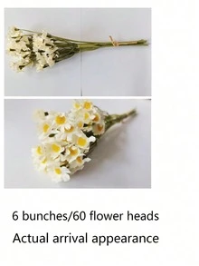 6支/60朵仿真雏菊花束 - 白色和黄色仿真花，非常适合情人节、母亲节、复活节、婚礼季和DIY家居装饰、节日花卉摆设 | 装饰雏菊花束 - 彩色 - 查看 11