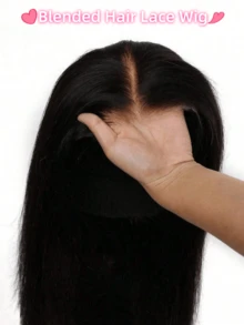 Peluca de encaje frontal de cabello humano brasileño ondulado y elegante para mujeres, de fibra resistente al calor, con área de encaje de 13*4 4*4 5x5 13x6 pulgadas, sin necesidad de pegamento, peluca sintética de encaje frontal con encaje pre-cortado, aspecto natural HD, línea del cabello natural pre-depilada, encaje frontal de oreja a oreja - Natural y Negro - Ver 12