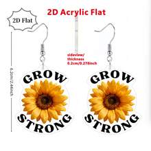 Inspirational Rainbow Flower 2D Acrylic Earrings – Motivational Quote Floral Dangles, Perfect For Empowered Women, Teens & Flower Lovers - Multicolor - View 8