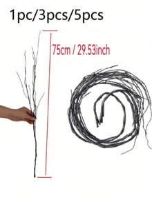 5 cành liễu giả trông như thật, cành liễu xoắn sống động, thân cây khô nhân tạo, dài 29,53 inch (khoảng 8,6 cm) có thể uốn cong, dùng để tự làm cây xanh, trang trí bình hoa cho đám cưới, nhà cửa, văn phòng, khách sạn, sảnh, trang trí nhà nông thôn, Halloween, cành cây mùa xuân, cành cây mùa thu, Lễ Tạ ơn, quà tặng sinh nhật, tốt nghiệp. - màu đen - Xem 3