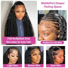 34 Inch Lace Front Wig, 13x4 High Definition Transparent Lace, 200% Density Curly Wet Wave Lace Front Wig, Glueless Human Hair Wig For Women - Natural & Black - View 8