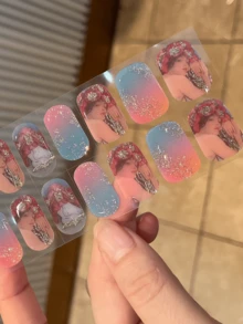 Miếng dán móng tay gel Emi, đế trong suốt, 20 miếng dán móng tay gel, cần đèn UV, chất lượng salon, bền lâu, ES20 bán sỉ xuyên biên giới theo phong cách sách đỏ, thích hợp cho đầu ngón tay. - Nhiều màu - Xem 5