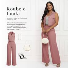 Elegant Women's Linen Vest And High-Waisted Pants Set - Rusty Rose - View 7