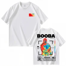 B2O T-Shirts Men's Fashion BOOBA Printed Short Sleeve T-Shirt Women's Casual Harajuku Streetwear Tee Tops - 白色 - 查看 6