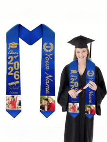 1pc Customized Sash Ribbon, Personalized Graduation Belt With Customizable Images And Text, Grade Honor Decor, Lightweight Polyester Material For Graduation Ceremony - Multicolor - View 6