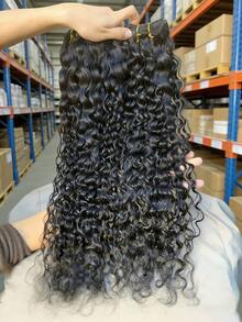 BINF 15A Loose Wave Raw Burmese Curly Bundles Human Hair Extensions Double Weft Remy Natural Black Wave Bundles Quick Weaving Tissage 1/3/4 PCS - Nước - Xem 3