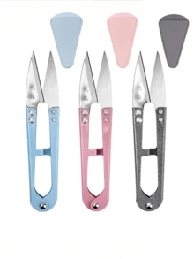 1 Set Pink Thread Scissors With Leather Protective Case, 4.33 Inch High Carbon Steel Scissors, Suitable For Embroidery, Cross-Stitch, Sewing, Valentine's Day Gift, Small Household Handcraft Scissors, Jewelry Making, Ambidextrous - Multicolor - View 1
