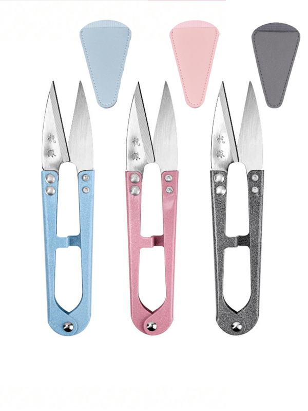 1 Set Pink Thread Scissors With Leather Protective Case, 4.33 Inch High Carbon Steel Scissors, Suitable For Embroidery, Cross-Stitch, Sewing, Valentine's Day Gift, Small Household Handcraft Scissors, Jewelry Making, Ambidextrous
