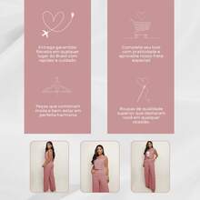 Elegant Women's Linen Vest And High-Waisted Pants Set - Rusty Rose - View 8