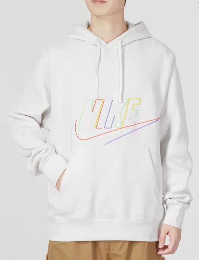 Nike AS M NK CLUB+ BB PO HOODIE MCF Embroidered Logo Hooded Drawstring Sweatshirt, Men's, White - White - View 1
