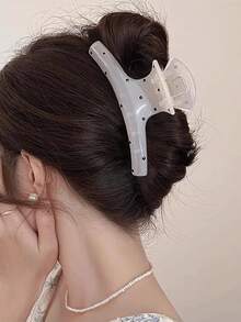 1个/2个法式黑白波点发爪夹，可爱大号发夹，日系少女风发爪夹，节日必备发饰 - 彩色 - 查看 3