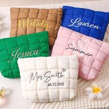 Personalized Quilted Cosmetic Bag, Custom Embroidered Makeup Bag, Bridesmaid Gift, Bachelorette Party Gift, Travel Makeup Bag, Ladies Toiletry Bag, Custom Cosmetic Bag, Makeup Bag, Travel Bag, Quilted Cosmetic Bag, Toiletry Bag, Custom Zipper Pouch, Makeup Bag, Monogrammed Cosmetic Bag, Quilted Makeup Bag, Padded Cosmetic Bag, Women's Gift, Bridesmaid Gift - Multicolor - View 3